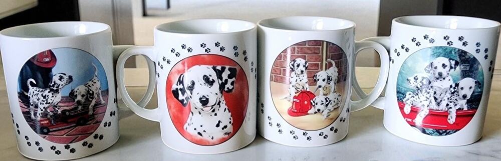 Vintage Princeton Gallery The Darling Dalmation Mug Collection 1993 Set of 4